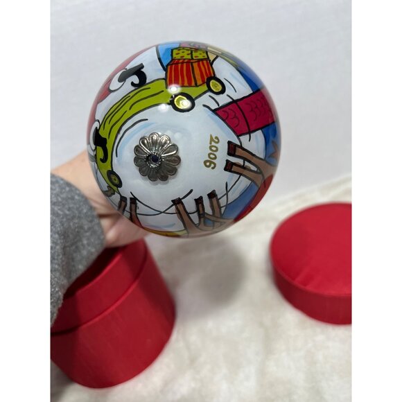 Pier 1 Imports Hand-Painted Li Bien Glass Christmas Ornament With Santa & Reinde - Picture 4 of 7